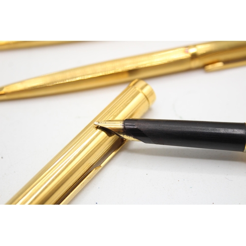 327 - Vintage PARKER 95 Gold Plated Fountain Pen w/ Gold Plate Nib, Ballpoint, Pencil