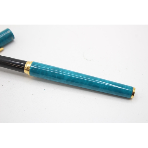 329 - Vintage PARKER 95 Turquoise Lacquer Fountain Pen w/ Gold Plate Nib WRITING