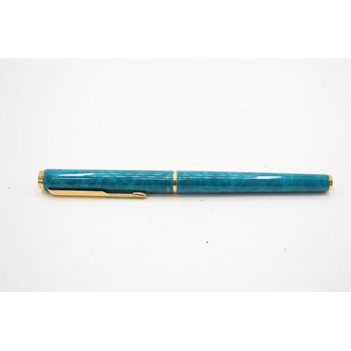 329 - Vintage PARKER 95 Turquoise Lacquer Fountain Pen w/ Gold Plate Nib WRITING