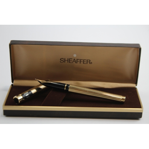 331 - Vintage SHEAFFER Targa Gold Plated Fountain Pen w/ 14ct Gold Nib WRITING Boxed