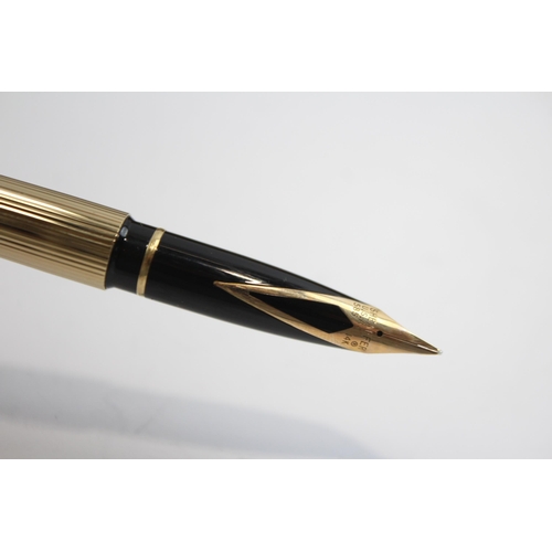 331 - Vintage SHEAFFER Targa Gold Plated Fountain Pen w/ 14ct Gold Nib WRITING Boxed