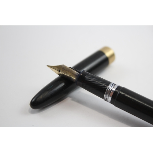 340 - Vintage SHEAFFER Snorkel Black Fountain Pen w/ 14ct Gold Nib WRITING