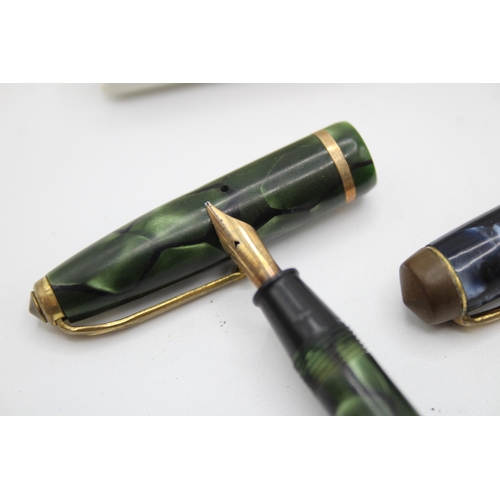 341 - 3 x Vintage CONWAY STEWART Dinkie Fountain Pens w/ 14ct Gold Nibs WRITING