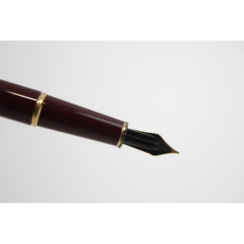 346 - MONTBLANC Meisterstuck Burgundy FOUNTAIN PEN w/ 14ct White Gold Nib WRITING