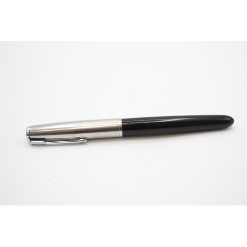 350 - Vintage PARKER 51 Black Fountain Pen w Brushed Steel Cap WRITING