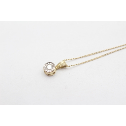 1 - 9ct Gold Diamond Solitaire Pendant Necklace (0.8g)