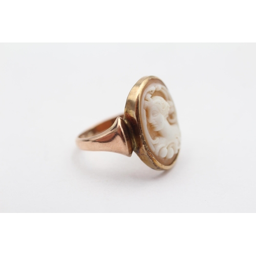 14 - 9ct Gold Vintage Cameo Shell Portrait Ring (2.5g) Size  I