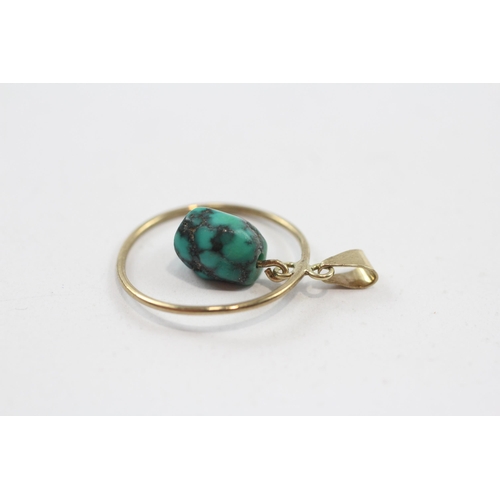 15 - 8ct Gold Vintage Turquoise Pendant (1.7g)