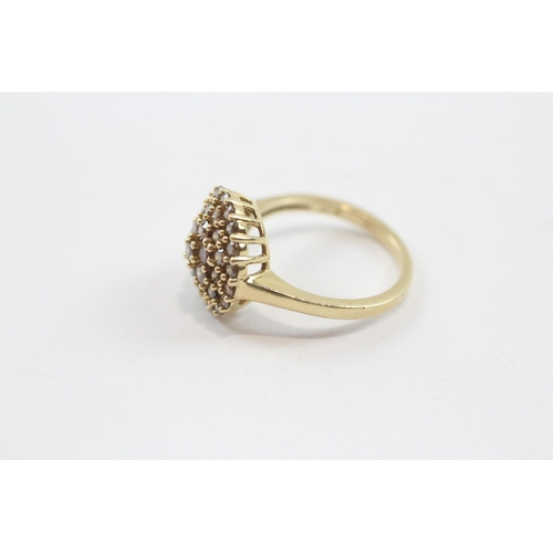 27 - 9ct Gold Champagne Diamond Cluster Ring (3.3g) Size  J�