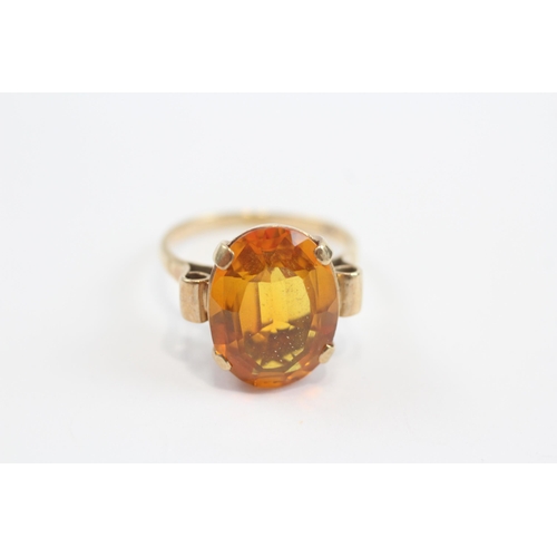 36 - 9ct Gold Vintage Synthetic Yellow Sapphire Cocktail Ring (5.6g) Size  Q