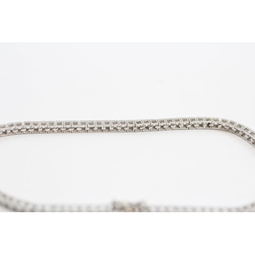 43 - 9ct White Gold White Gemstone Tennis Bracelet (5.7g)