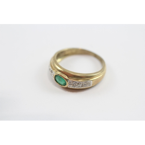 59 - 9ct Gold Emerald & Diamond Dress Ring (2.4g) Size  K