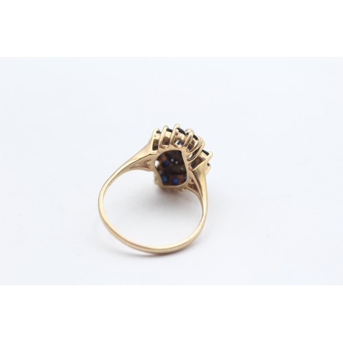 10 - 9ct Gold Vintage Sapphire & Diamond Stylised Twist Setting Ring (2.8g) Size  M 1/2