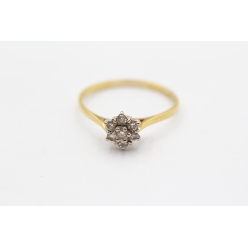 106 - 9ct Gold Vintage Diamond Floral Cluster Ring (2g) Size  Q 1/2