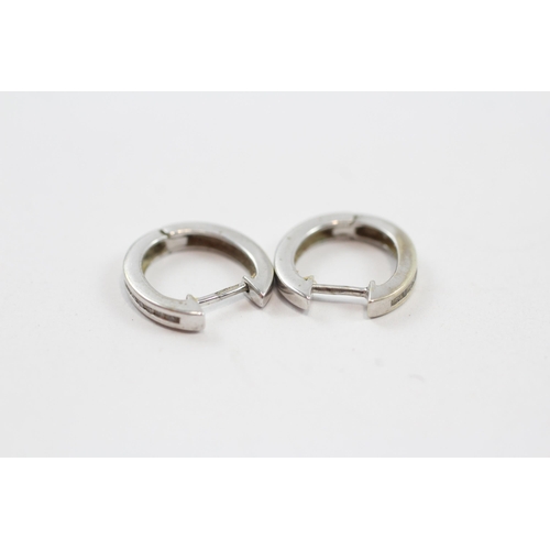 117 - 9ct White Gold Diamond Set Half Hoop Earrings (2.6g)