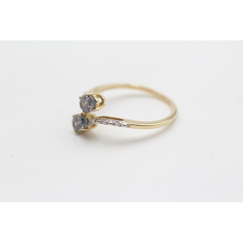 124 - 9ct Gold Spinel & Diamond Bypass Dress Ring (1.9g) Size  Q