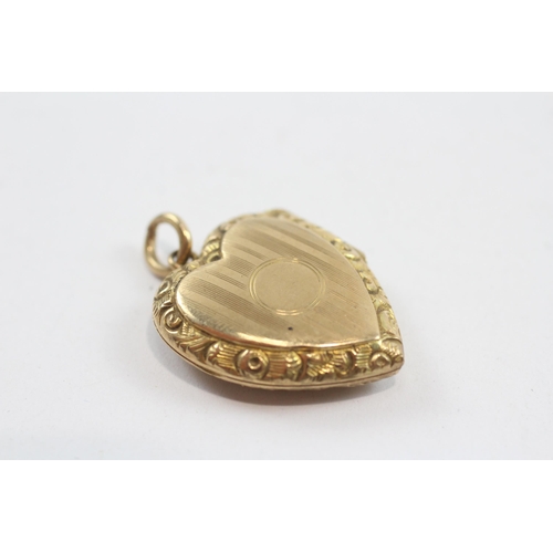 40 - 9ct Gold Victorian Chased And Engine Turned Heart Shaped Locket (4.6g)