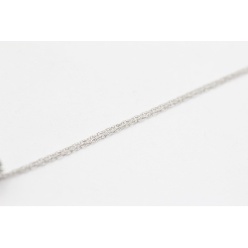 58 - 9ct White Gold Aquamarine Drop Pendant Necklace (2.5g)