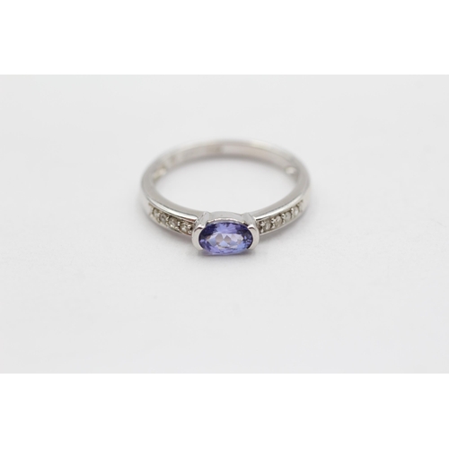 61 - 9ct White Gold Tanzanite And Diamond Set Dress Ring (2g) Size  L