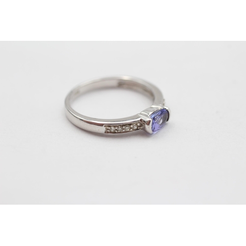 61 - 9ct White Gold Tanzanite And Diamond Set Dress Ring (2g) Size  L