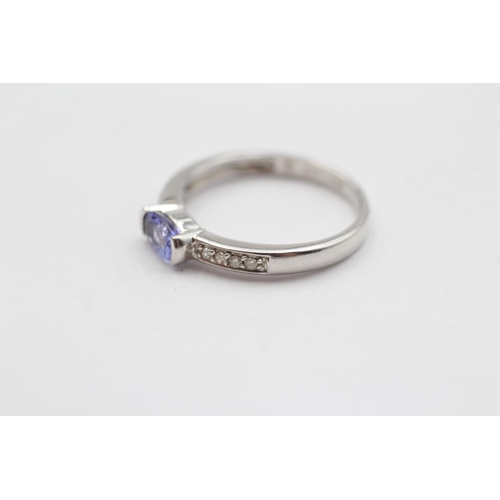 61 - 9ct White Gold Tanzanite And Diamond Set Dress Ring (2g) Size  L