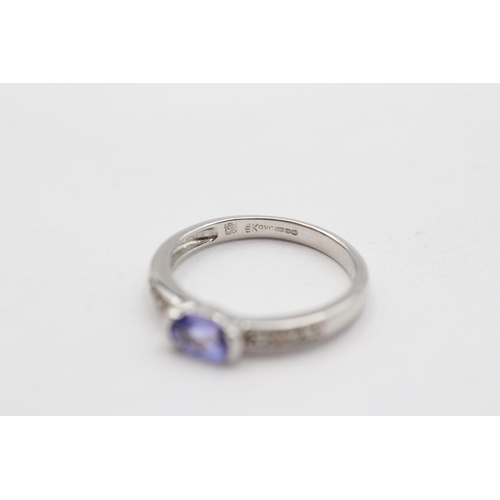 61 - 9ct White Gold Tanzanite And Diamond Set Dress Ring (2g) Size  L