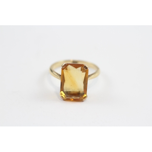 66 - 9ct Gold Vintage Citrine Set Cocktail Ring (3.3g) Size  N