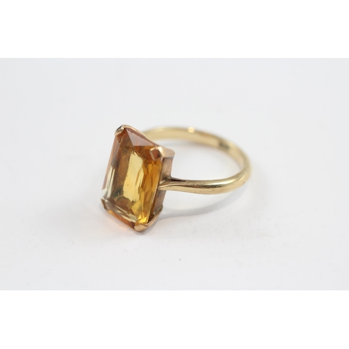 66 - 9ct Gold Vintage Citrine Set Cocktail Ring (3.3g) Size  N