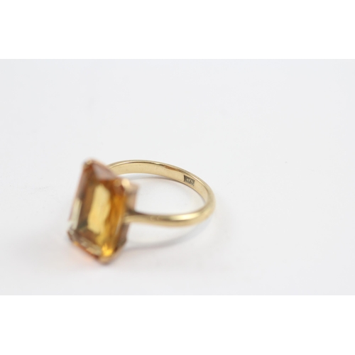 66 - 9ct Gold Vintage Citrine Set Cocktail Ring (3.3g) Size  N