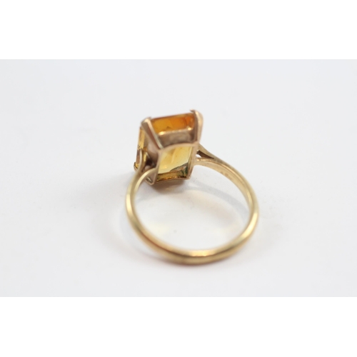 66 - 9ct Gold Vintage Citrine Set Cocktail Ring (3.3g) Size  N