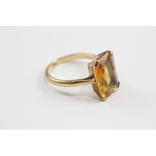 66 - 9ct Gold Vintage Citrine Set Cocktail Ring (3.3g) Size  N