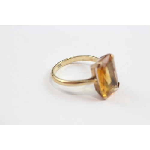 66 - 9ct Gold Vintage Citrine Set Cocktail Ring (3.3g) Size  N