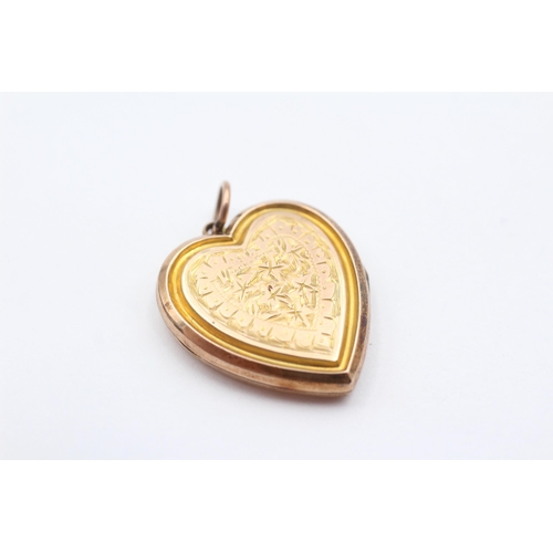 76 - 9ct Gold Back And Front Floral And Foliage Engraved Heart Locket (3.4g)