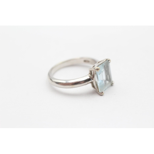 79 - 9ct White Gold Vintage Aquamarine Set Dress Ring (4.3g) Size  N 1/2