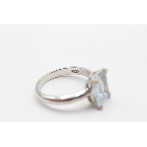 79 - 9ct White Gold Vintage Aquamarine Set Dress Ring (4.3g) Size  N 1/2