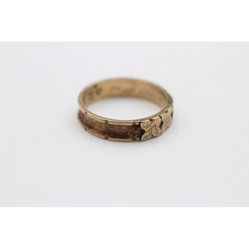 97 - 9ct Gold Victorian Mourning Ring - As Seen (3.3g) Size  O