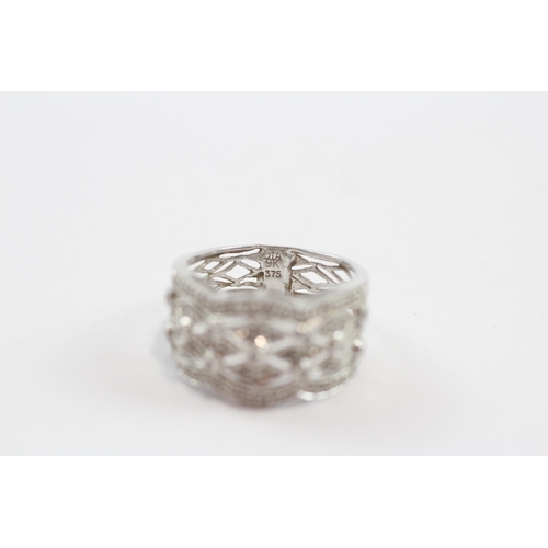 98 - 9ct White Gold Diamond Set Lace Effect Dress Ring (3g) Size  L