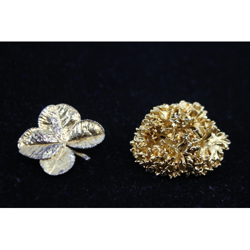 Two Silver Brooches With Gold Plating By Maker Flora Danica