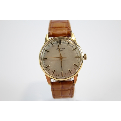 293 - LONGINES Men's 9ct GOLD Cased Vintage WRISTWATCH Hand-wind WORKING