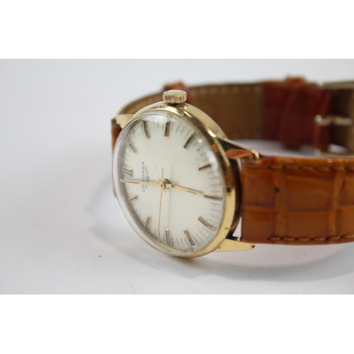 293 - LONGINES Men's 9ct GOLD Cased Vintage WRISTWATCH Hand-wind WORKING