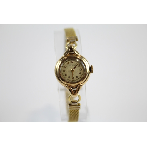 298 - BAUME 9ct Gold Cased Women's Vintage WRISTWATCH Hand-Wind WORKING Boxed