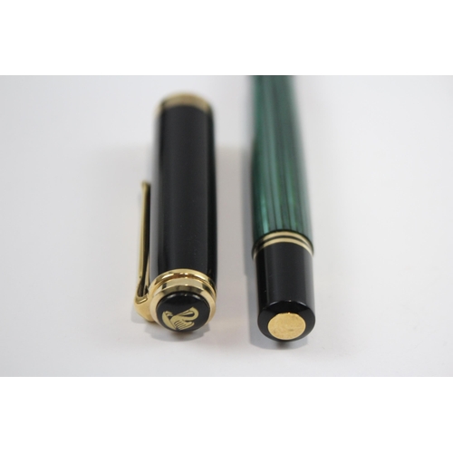 302 - PELIKAN Suveran Black & Green Fountain Pen w/ 18ct Gold Nib WRITING