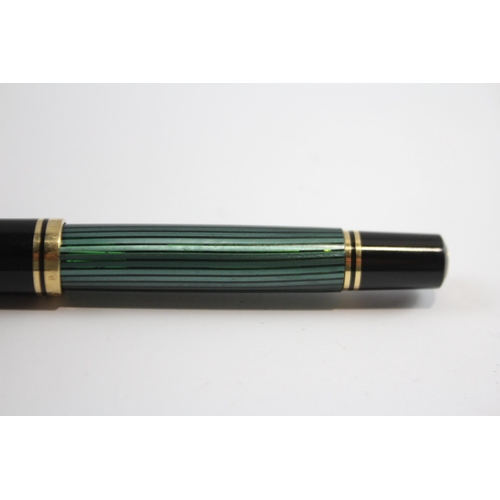 302 - PELIKAN Suveran Black & Green Fountain Pen w/ 18ct Gold Nib WRITING