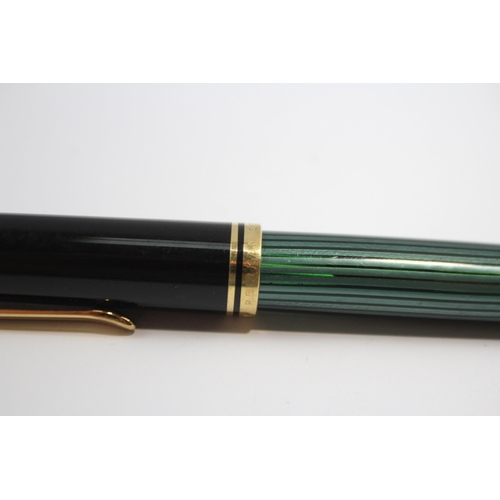 302 - PELIKAN Suveran Black & Green Fountain Pen w/ 18ct Gold Nib WRITING