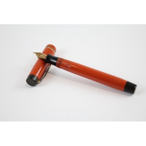 305 - Vintage Parker Duofold The Big Red Fountain Pen w/ Gold Plate Nib WRITING