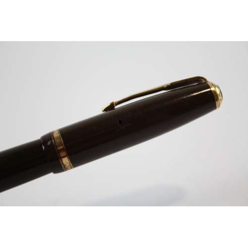 306 - Vintage PARKER Duofold Brown FOUNTAIN PEN w/ 14ct Gold Nib WRITING