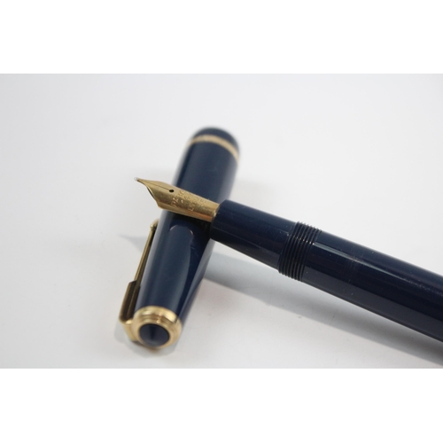 307 - Vintage PARKER Senior Duofold Navy FOUNTAIN PEN w/ 14ct Gold Nib WRITING