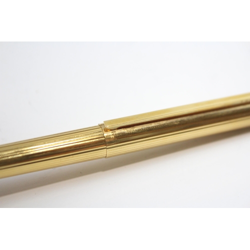 311 - Vintage S.T DUPONT Gold Plated Fountain Pen w/ 18ct Gold Nib WRITING Boxed (29g)