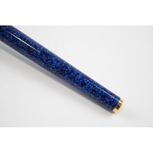 312 - DUNHILL Blue Lacquer Fountain Pen w/ 14ct Gold Nib WRITING In Original Box Etc