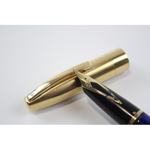 314 - Sheaffer Legacy 1 - Model 837- Blue Laquer/Gold Plate w/ 18ct Gold Nib, Gold Plate Cap WRITING